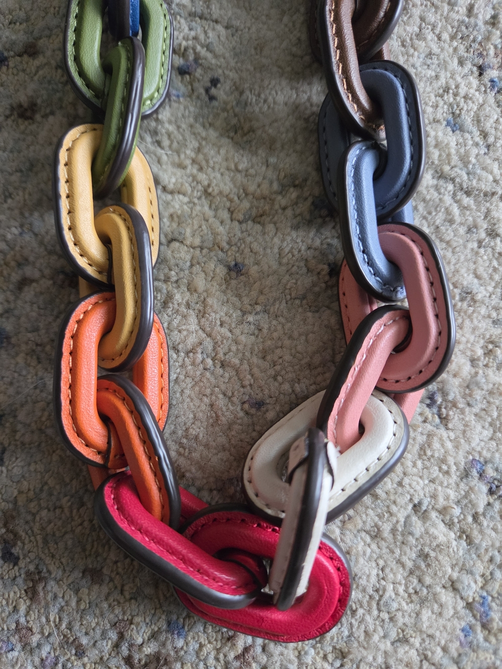 Coach Leather Covered Rainbow Chain Link Short Strap - Picture 2 of 8